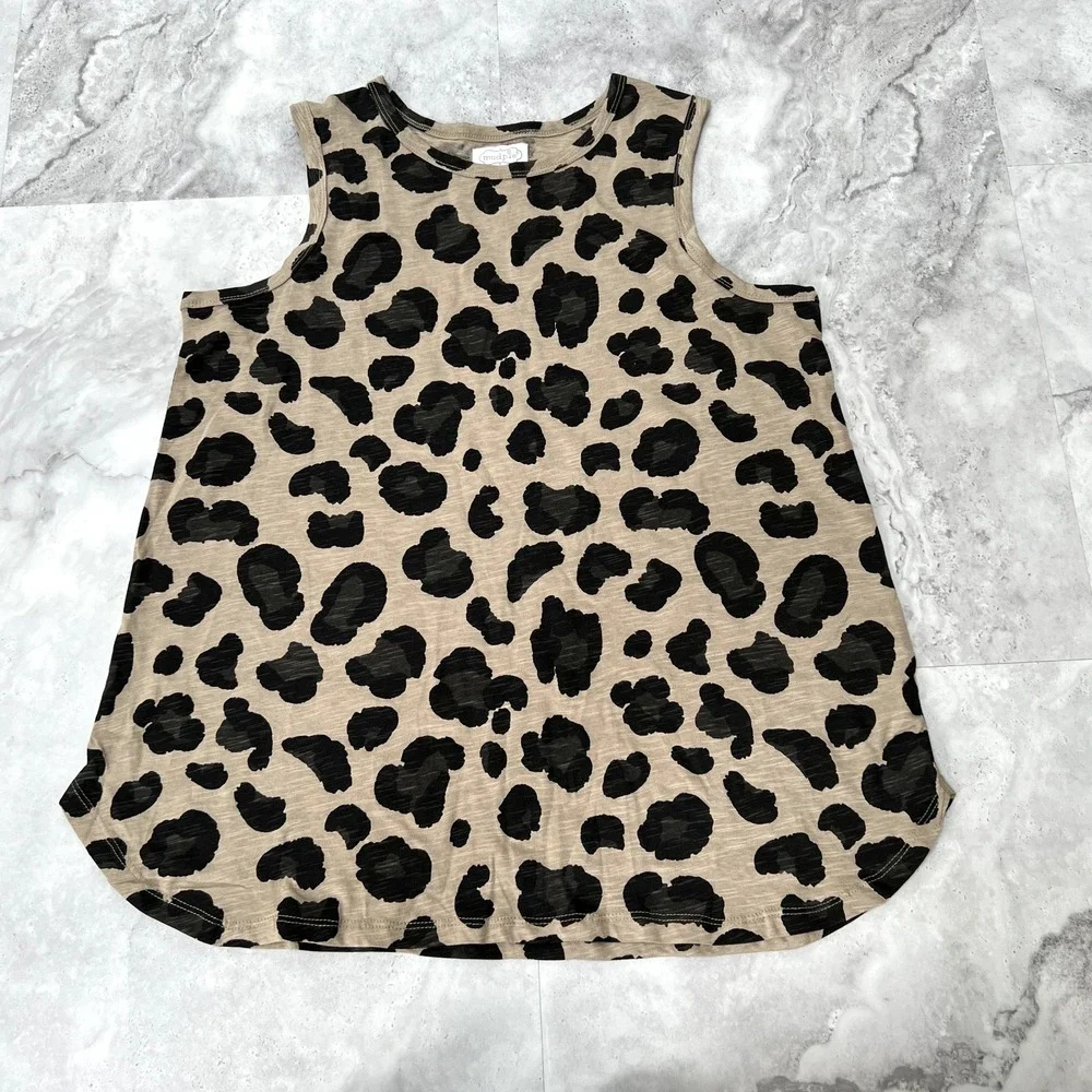 Mud Pie Effie Tank Top Size Small S Leopard Print Sleeveless Swing EUC - Picture 1 of 5